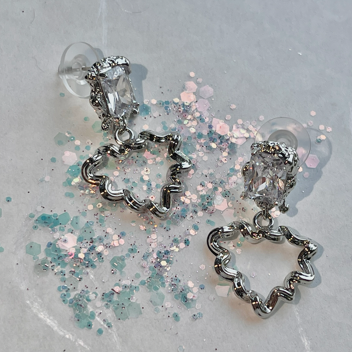 Crushing on Me Silver & Heart Earrings